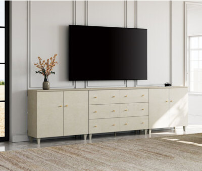 Loon Peak 3-In-1 Modern TV Stand Cabinets With Drawers And Doors For 110+ Inches Tvs