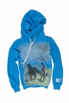 Thumbnail for your product : Rebel Yell Airbrushed Horses Pullover Hoodie in Neon Blue