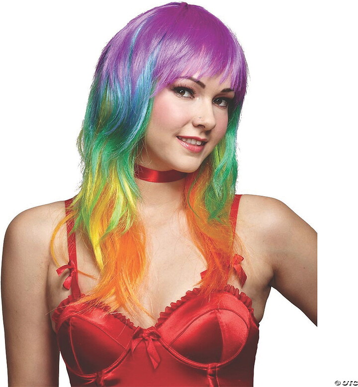 Seasonal Visions Rainbow Multicolor Wig Adult Halloween Accessory