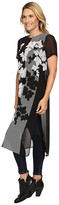 Thumbnail for your product : Vince Camuto Short Sleeve Floral Screen Panel Long Tunic