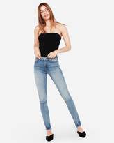 Thumbnail for your product : Express Mid Rise Raw Hem Stretch Super Skinny Jeans