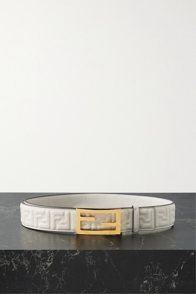 Fendi - Embossed Leather Belt - Ivory