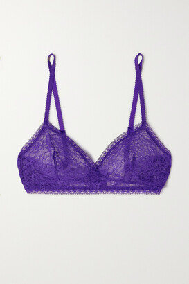 Plus Size Lavender Purple Stretch Lace Non-Padded Underwired Balcony Bra
