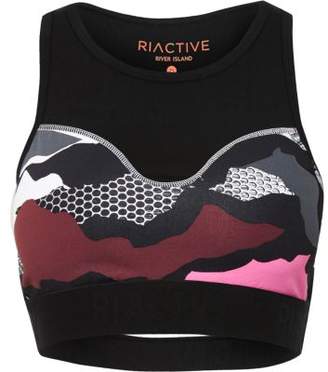 River Island Womens RI Active pink colour block sports bra top
