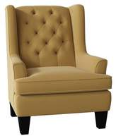 Thumbnail for your product : Jermaine Wingback Chair Gracie Oaks Body Fabric: Sand Beige-23539, Leg Color: Distressed Pecan