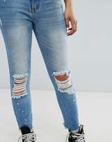 Thumbnail for your product : Daisy Street Mom Jeans With Distressing And Paint Splash