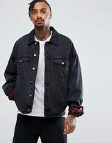 Thumbnail for your product : ASOS Oversized Denim Jacket With Padding In Washed Black