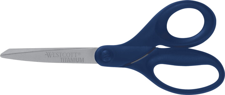 Westcott Titanium Bonded 8" Blue Straight Scissors, Office, 1-Each, High School Level