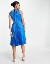 Thumbnail for your product : Closet London high neck pleated midi dress in cobalt