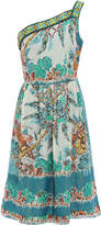 Thumbnail for your product : Anna Sui One-shoulder Printed Metallic Silk-blend Georgette Dress