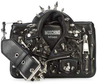 Moschino studded biker jacket wristlet