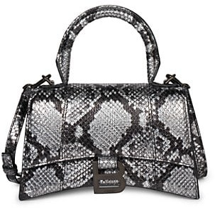 Balenciaga XS Hourglass Snakeskin-Embossed Leather Top Handle Bag