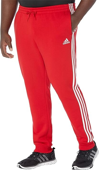 adidas Big Tall Essentials 3-Stripes Tapered Cuff Fleece Pants  (Scarlet/White) Men's Casual Pants - ShopStyle