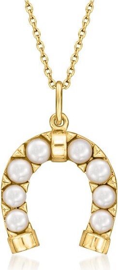 Ross-Simons Ross-Simons3-3.5mmCulturedPearlHorseshoePendantNecklacein18ktGoldOverSterlingSize18
