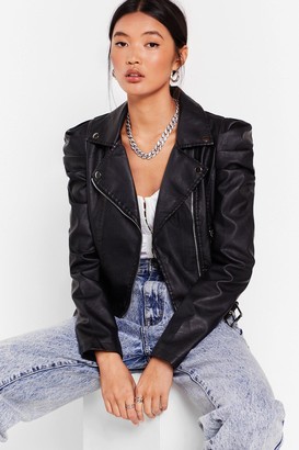 Nasty Gal Womens Faux Leather Puff Sleeve Jacket - Black
