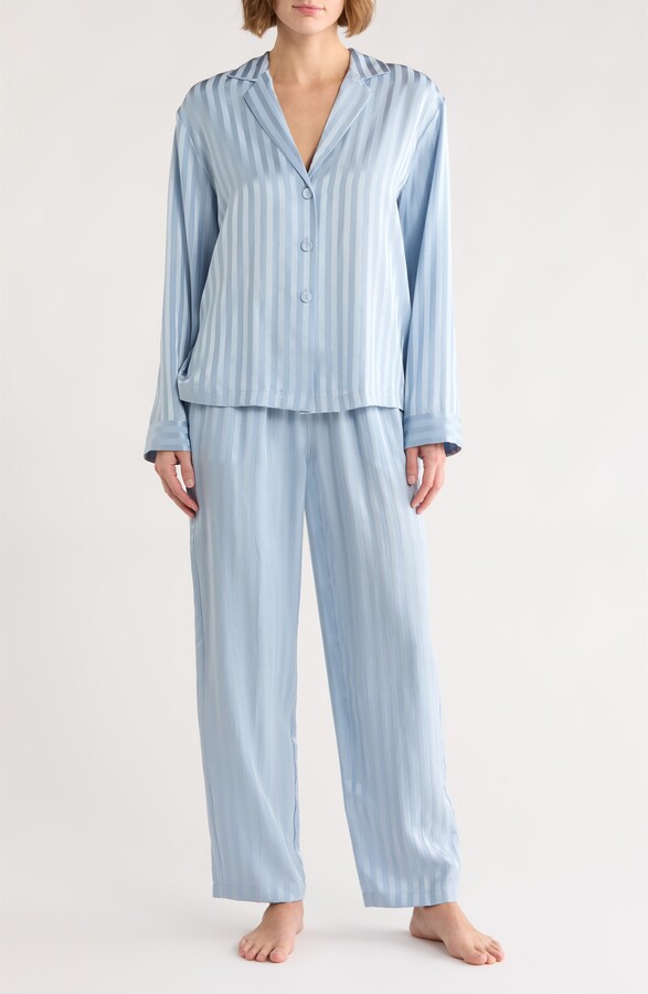Lunya Stripe Washable Silk Button-Up Pajamas