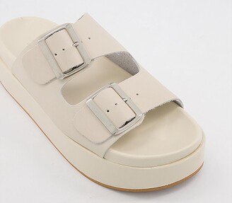 Office Meditation Footbed Flatform Sandals Off White Leather