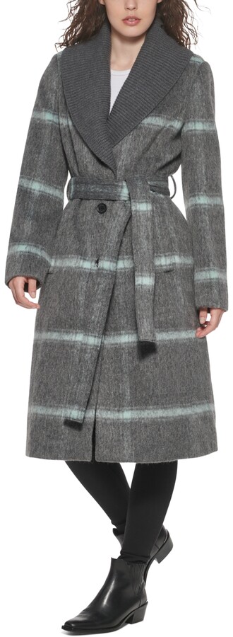 dkny belted wrap coat