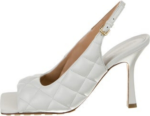 Bottega Veneta Leather Slingback Sandals White Buckle Closure at Ankles Includes Box, Dust Bag & Additional Heel Caps Designer