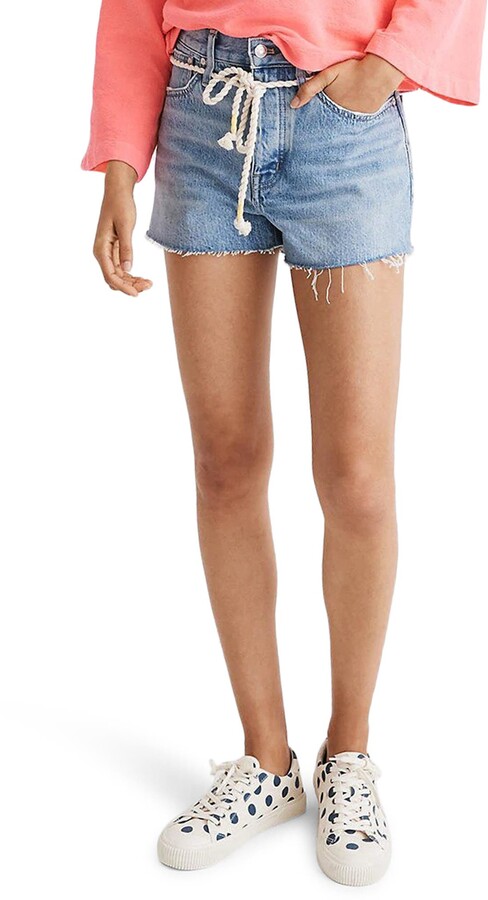 madewell denim pleated shorts
