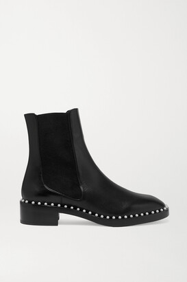 Stuart Weitzman Cline Faux Pearl-embellished Leather Chelsea Boots - Black