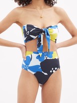 Thumbnail for your product : CALA DE LA CRUZ Elisa Floral-print High-rise Bikini Briefs - Blue Print