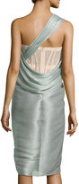 Thumbnail for your product : Jason Wu One-Shoulder Organza Drape Dress, Dark Sage