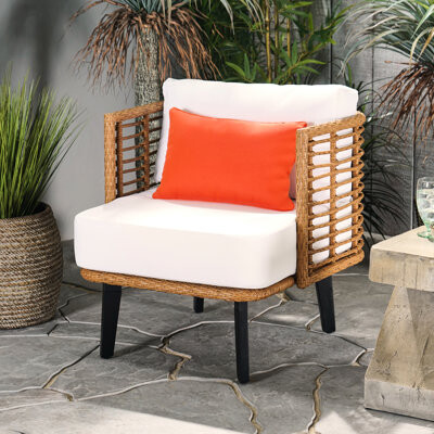 Ebern Designs Modern Club Outdoor Sitting Chair - Water- Padding & Stylish Wood Relax Design With Upholstery Leg