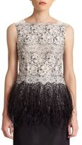 Thumbnail for your product : Carolina Herrera Icon Collection Embellished Lace & Feathers Blouse