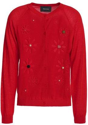 Simone Rocha Embellished Cutout Merino Wool Silk And Cashmere-Blend Cardigan