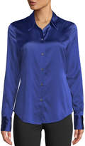 Thumbnail for your product : Theory Perfect Fitted 2 Stretch-Satin Long-Sleeve Button-Down Blouse