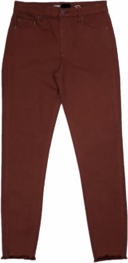 Tractr High Rise Color Skinny Jeans In Chocolate