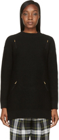 Thumbnail for your product : Undercover Black Knit Gold Zip Silk Panel Sweater