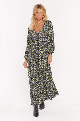 Nasty Gal Womens What's the Twist Floral Maxi Dress - Navy - 6