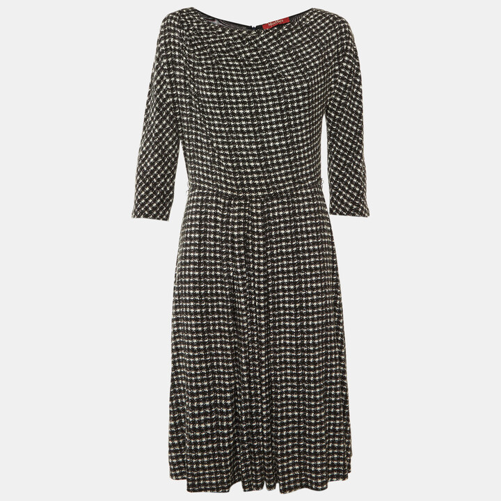 Studio Max Mara Black Printed Jersey Midi Dress L