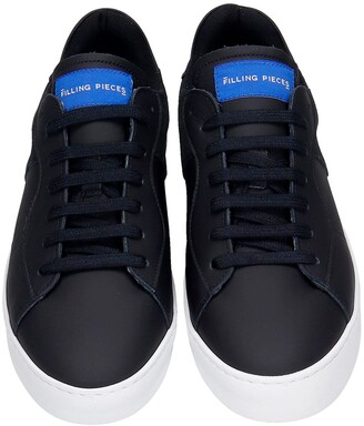 Filling Pieces Low Plain Court Sneakers In Black Suede And Leather