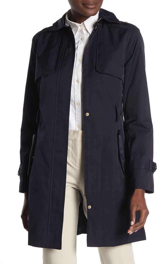 faux leather trim jacket