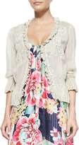 Thumbnail for your product : Johnny Was 3/4-Sleeve Georgette Pintuck Cardigan