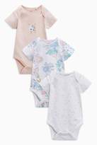 Thumbnail for your product : Next Girls Pink Floral Short Sleeve Bodysuits Three Pack (0mths-2yrs)