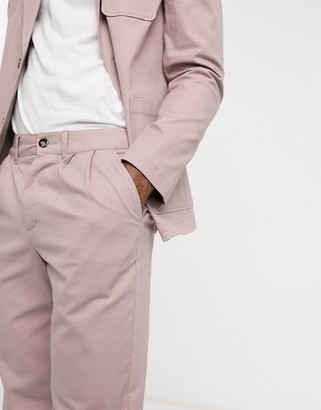 ASOS DESIGN smart co-ord cigarette chinos with pleats in warm pink