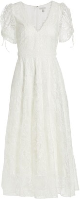 ML Monique Lhuillier Floral Midi-Length Gown