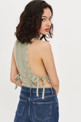 Topshop Lace plunge side tie body