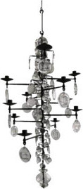 ALAN MIZRAHI LIGHTING Light Iron Mid-Century Modern Twelve-Arm Pendant Chandelier