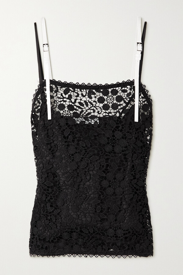 J.W.Anderson Two-tone Leather-trimmed Corded Lace Camisole - Black -  ShopStyle
