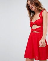 Thumbnail for your product : Vero Moda tie detail mini beach dress in red
