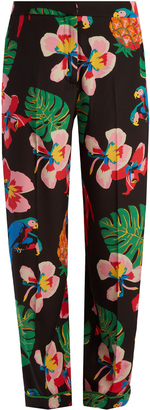 Valentino Tropical Dream-print silk crepe de Chine trousers