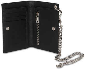 Saint Laurent Grained Leather Chain Wallet - Black