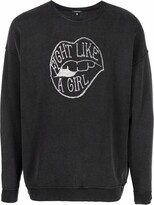 Thumbnail for your product : R 13 Fight Like A Girl-print crew-neck sweatshirt