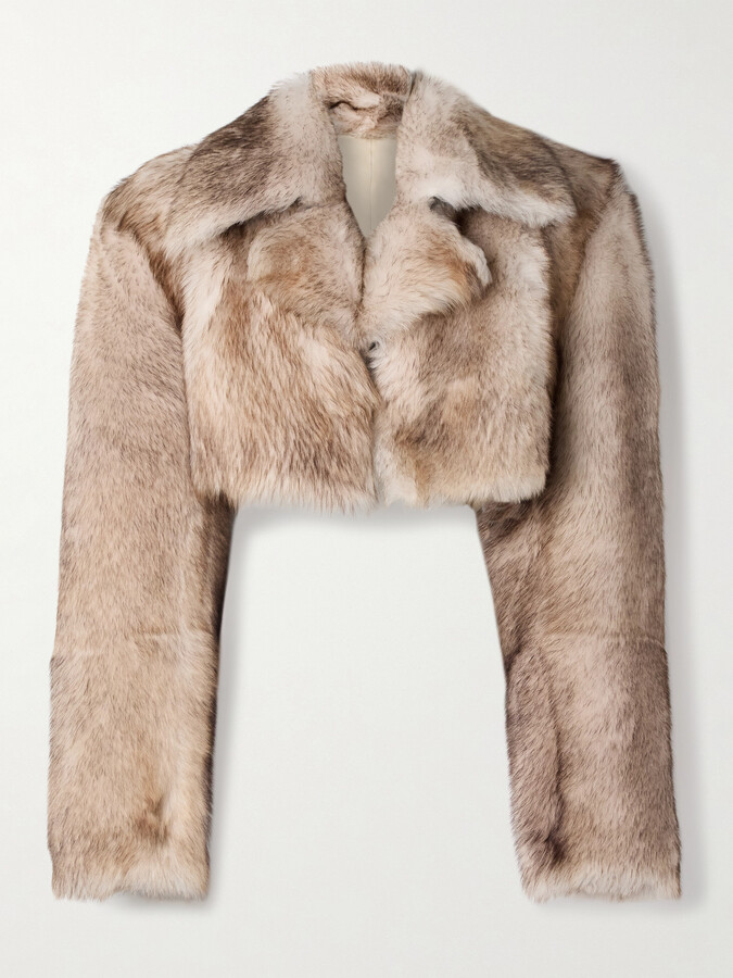 KHAITE Stallone Cropped Shearling Jacket - Brown