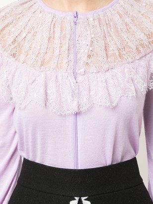 Giambattista Valli Floral Lace Detail Knitted Top